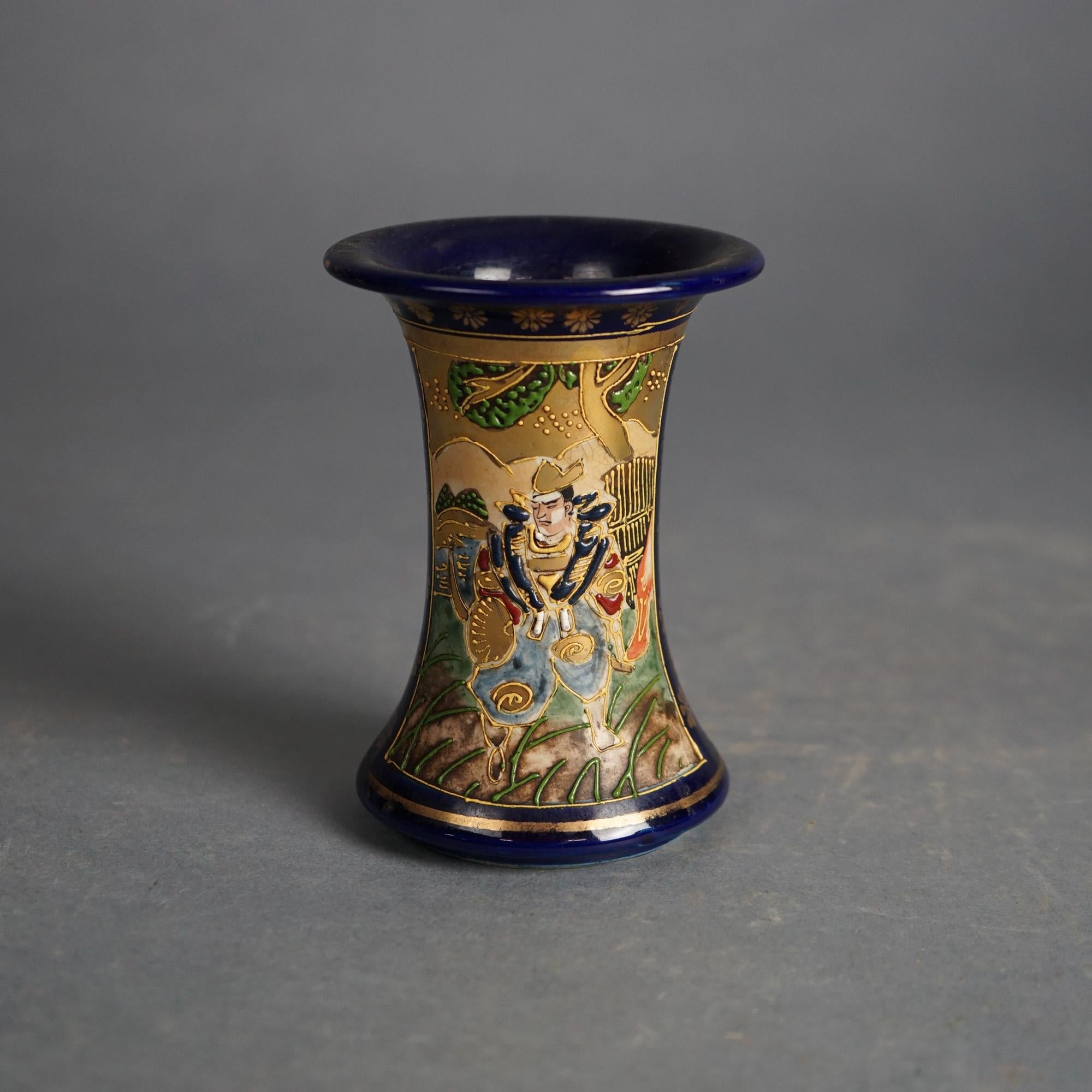 Five Antique Japanese Satsuma Hand-Painted Porcelain Vases C1920 For Sale 2