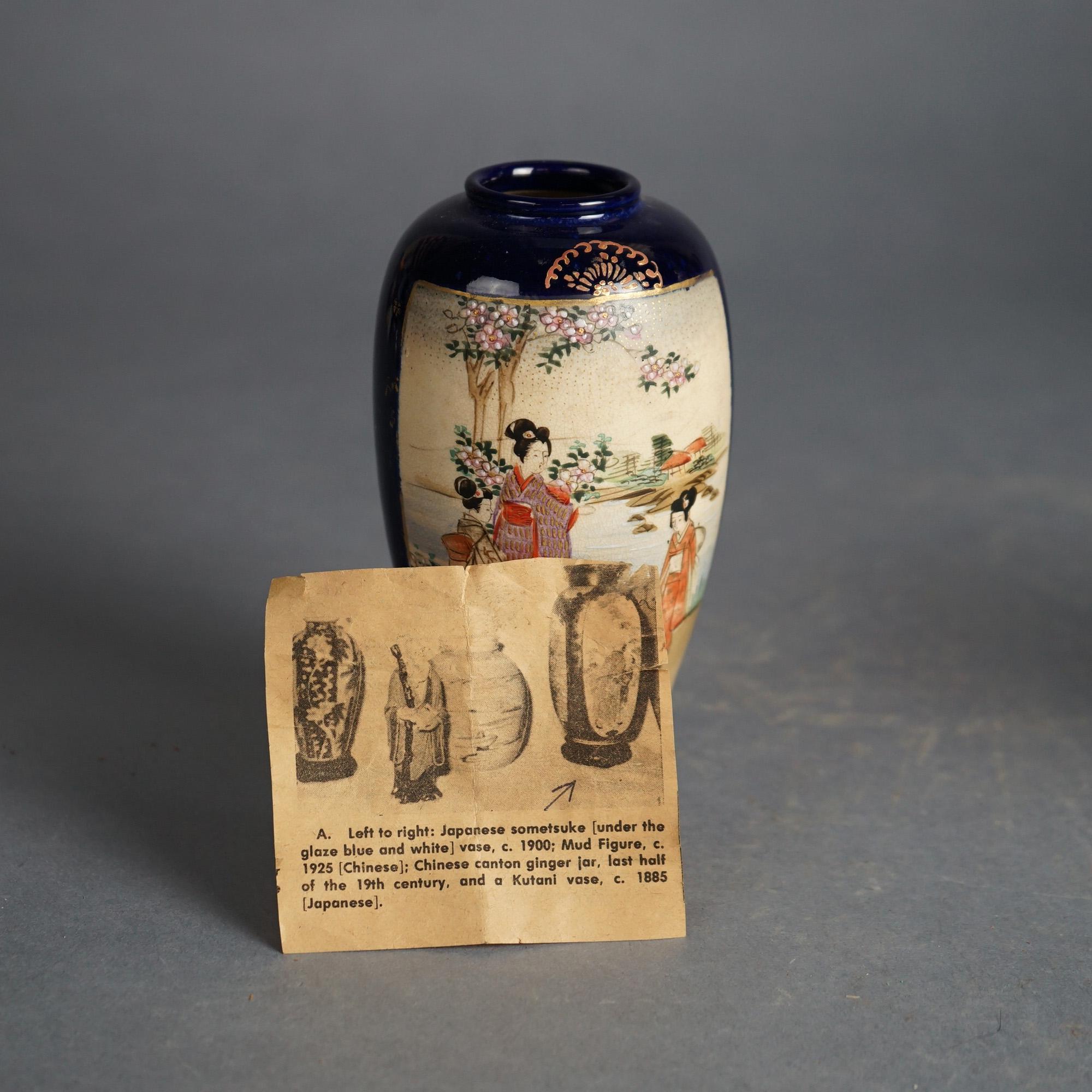 Five Antique Japanese Satsuma Hand-Painted Porcelain Vases C1920 For Sale 4