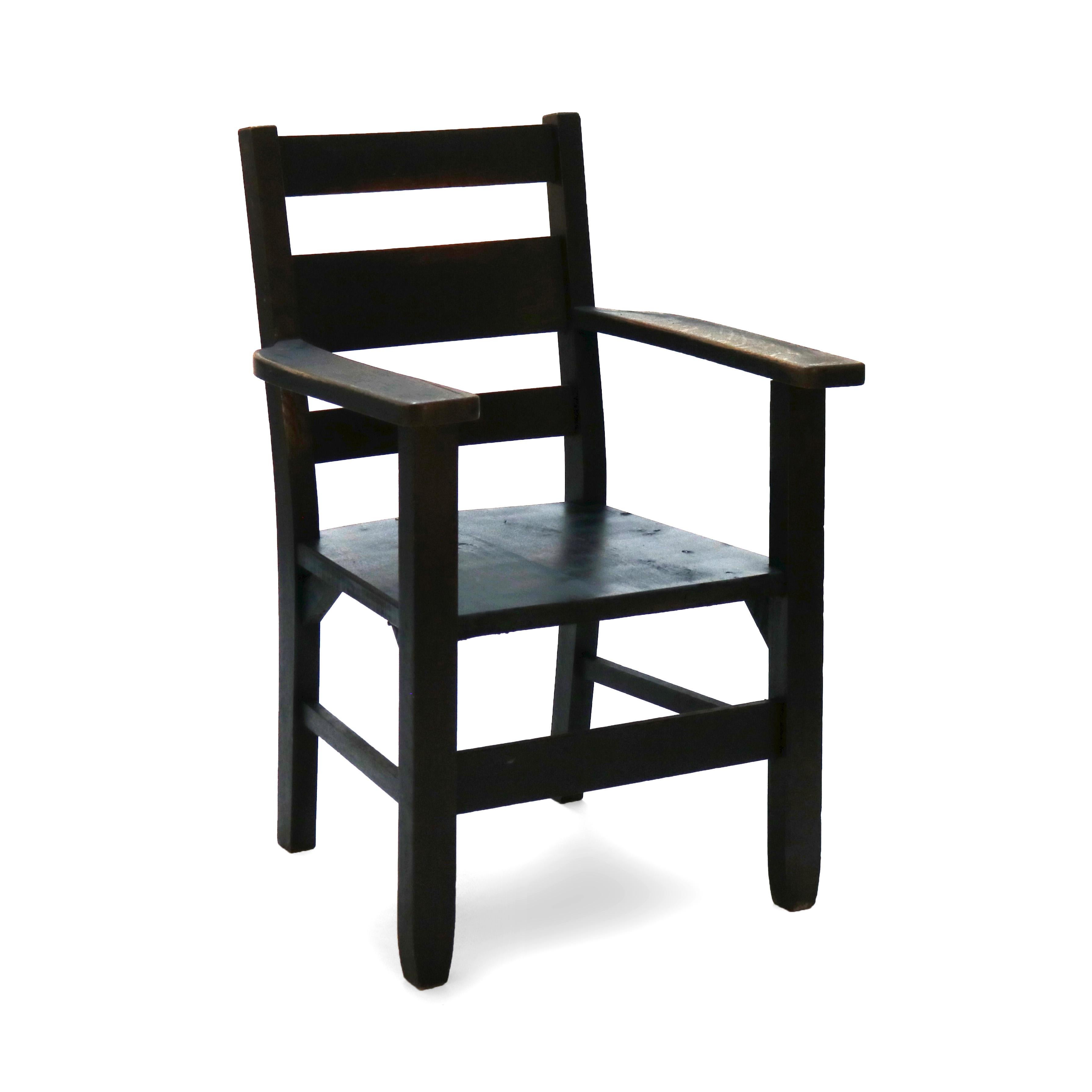 Chêne Cinq fauteuils anciens RH Conant Sons Arts & Crafts Mission à dossier à lattes en chêne vers 1920 en vente