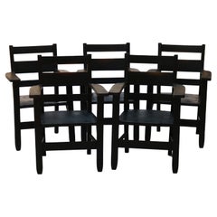 Five Antique RH Conant Sons Arts & Crafts Mission Oak Slat Back Armchairs c1920