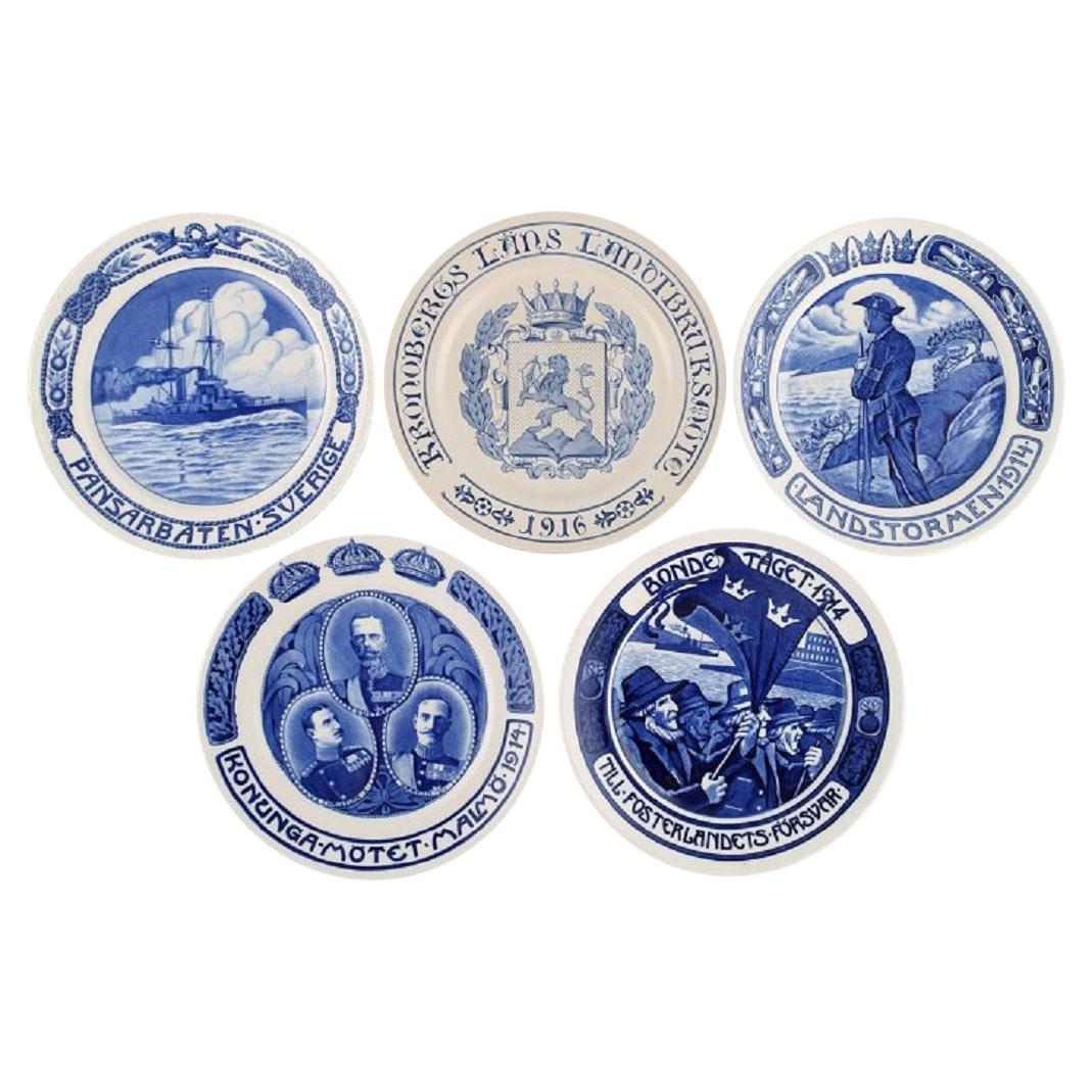 Five Antique Rörstrand Anniversary / Memorial Plates, Early 20th Century For Sale