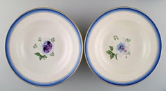 Five Antique Royal Copenhagen Deep Plates in Hand Painted Porcelain