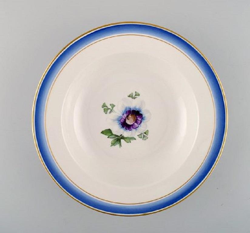 19th Century Five Antique Royal Copenhagen Deep Plates in Hand Painted Porcelain For Sale