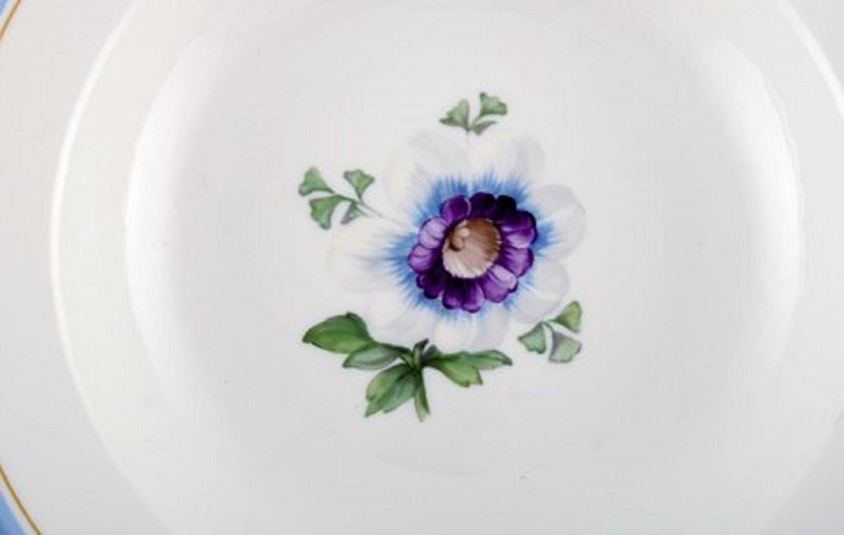 Five Antique Royal Copenhagen Deep Plates in Hand Painted Porcelain For Sale 1
