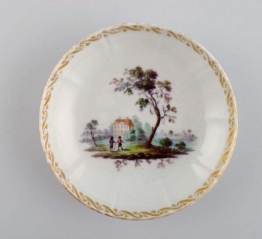 Hand-Painted Five antique Royal Copenhagen porcelain bowls with hand-painted landscapes For Sale