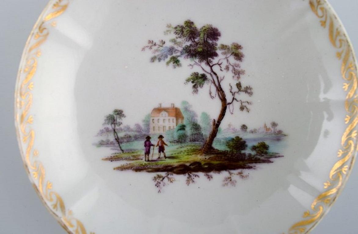 19th Century Five antique Royal Copenhagen porcelain bowls with hand-painted landscapes For Sale