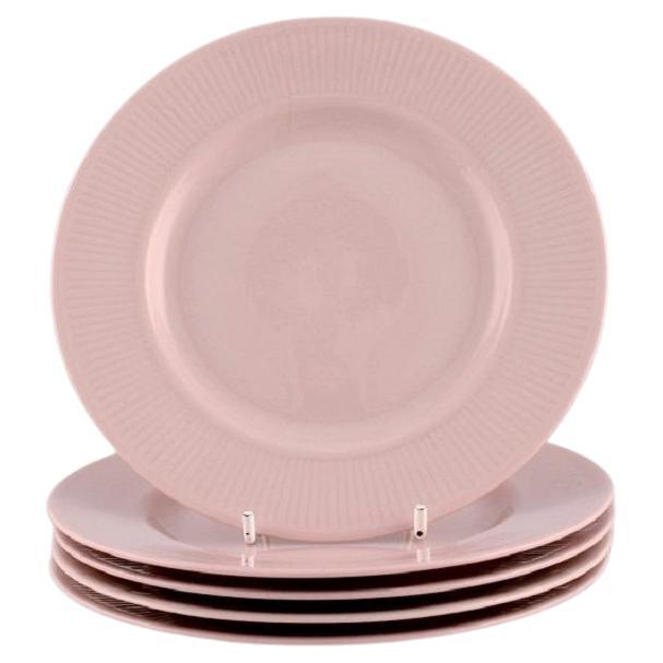 Five Arabia Plates in Pink Glazed Porcelain, Mid-20th Century