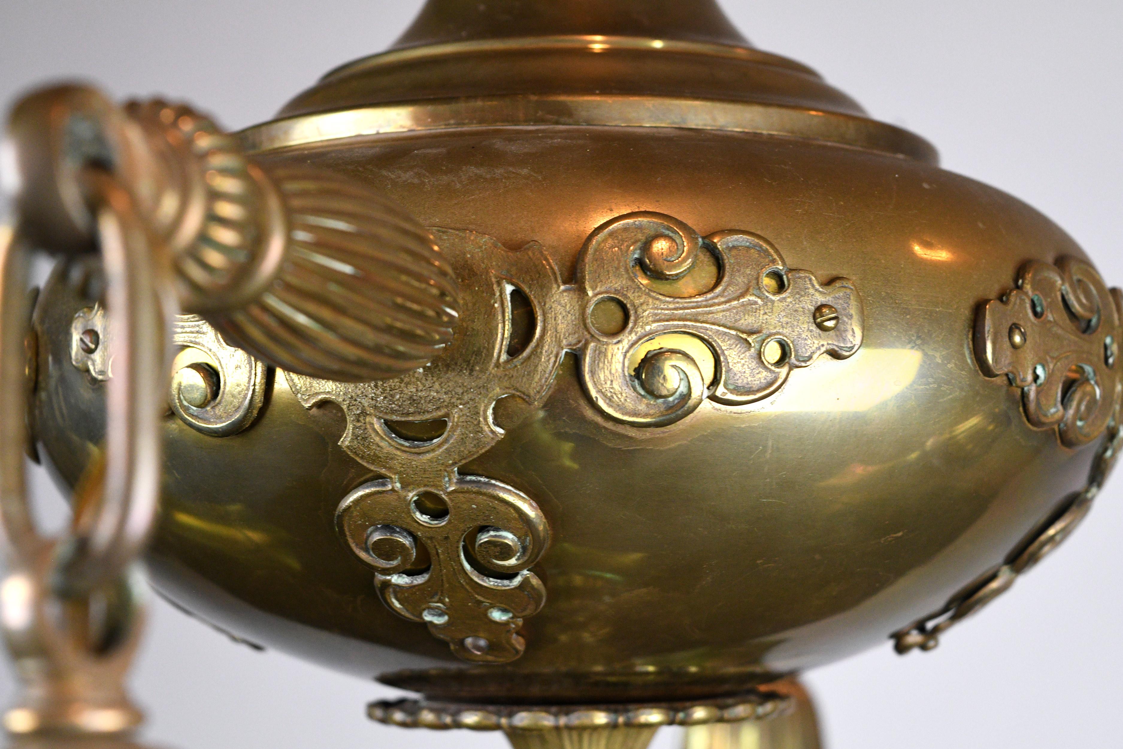 Five Arm Brass Chandelier Hurricane Glass Shades Five Arm Brass Chandelier Hurricane Glass Shades