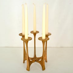 Lampadario a candelabro a cinque bracci in bronzo di Harjes