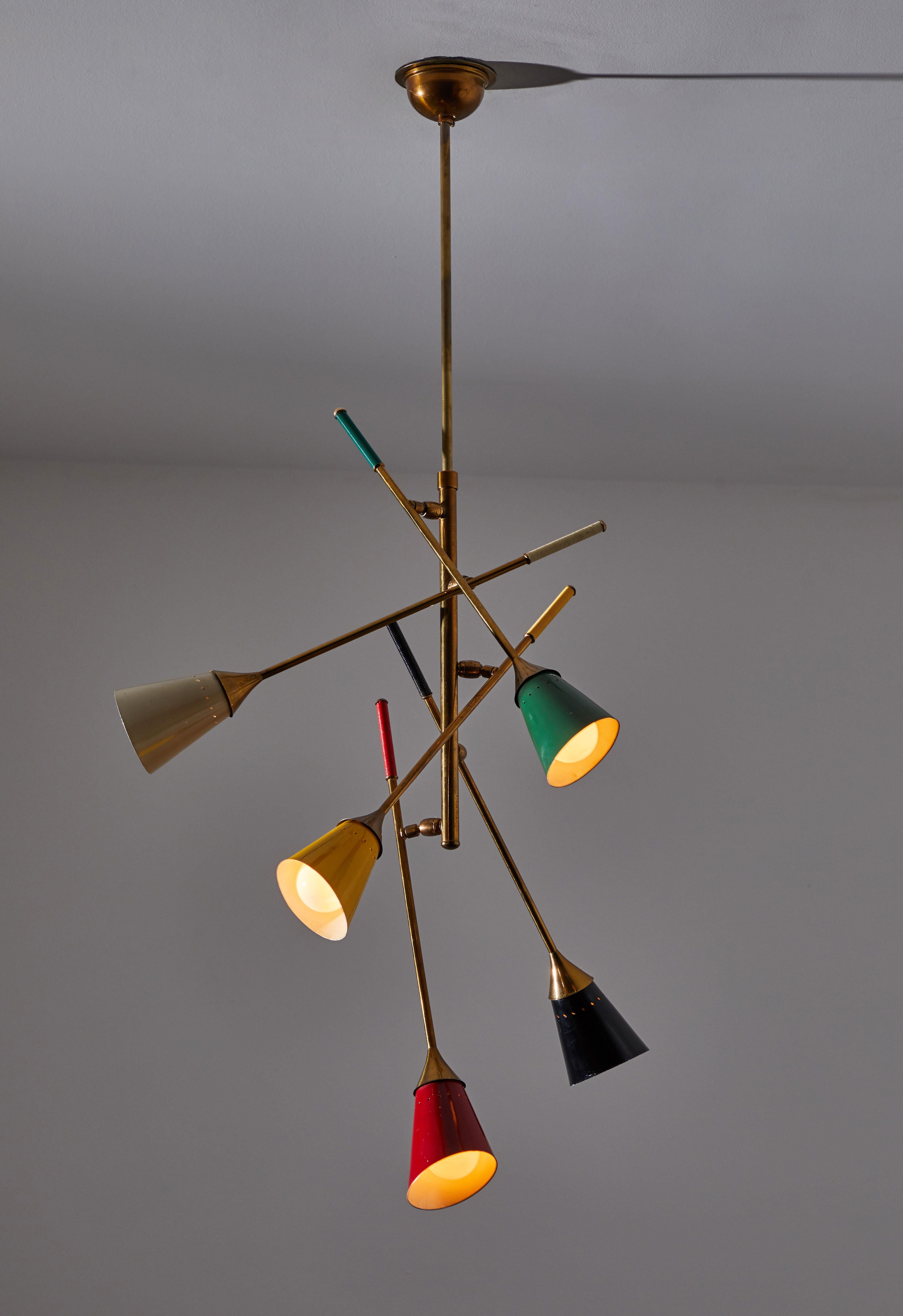 Five-Arm Chandelier by Arredoluce In Good Condition In Los Angeles, CA