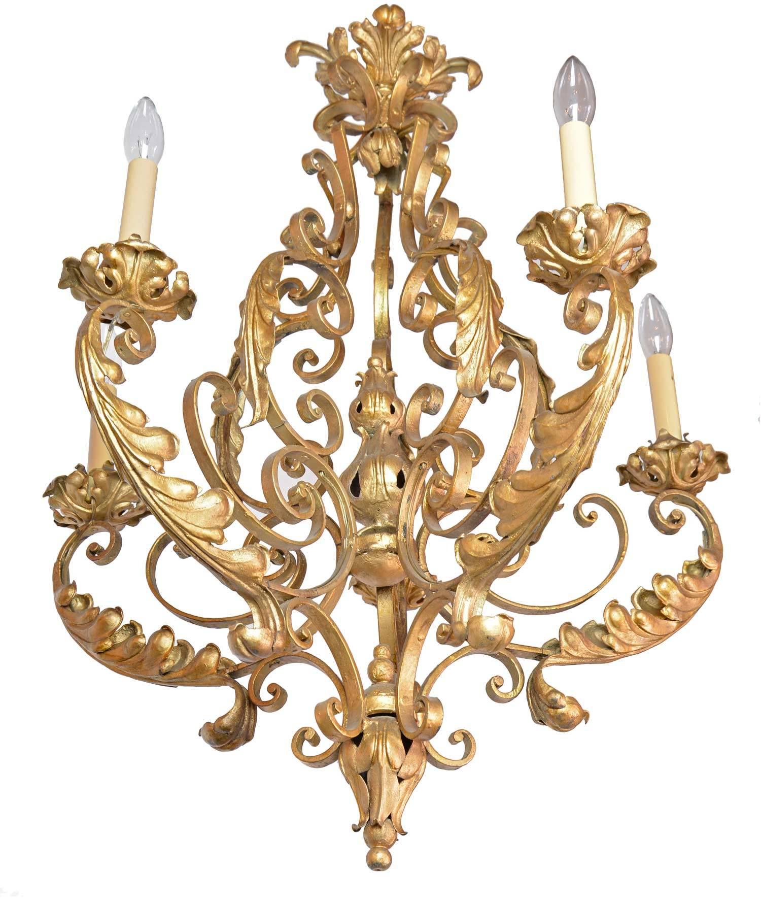 Early 20th Century Five-Arm French Chandelier For Sale