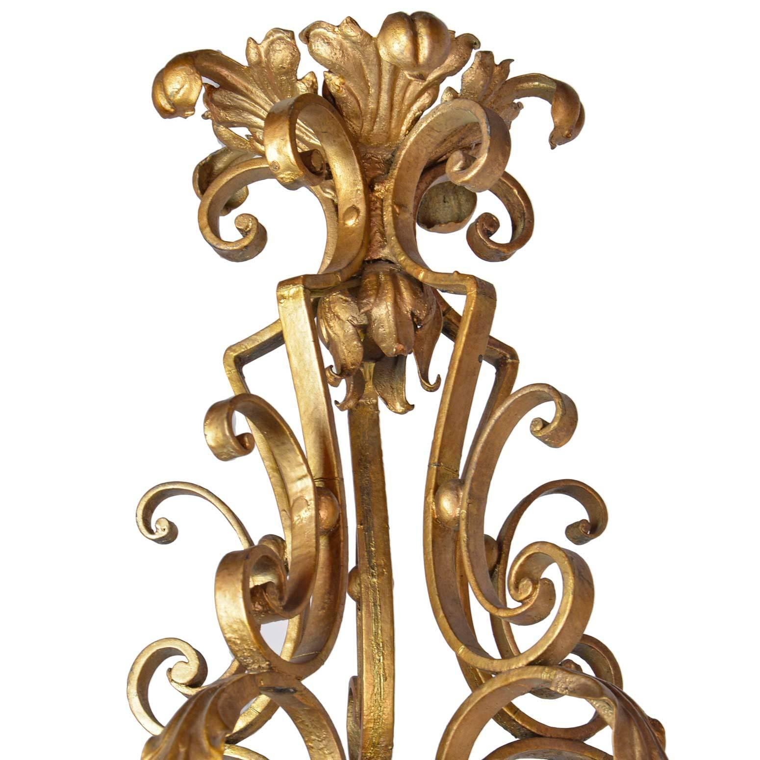 Iron Five-Arm French Chandelier For Sale