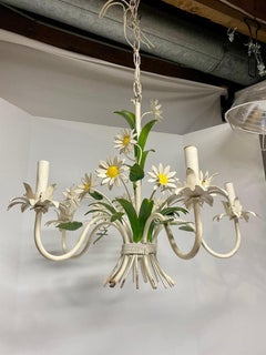 Five Arm Italian Tole Floral Daisy Chandelier