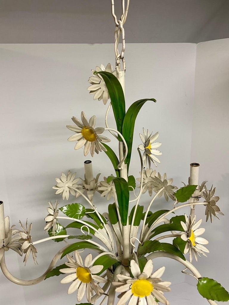 Five Arm Italian Tole Floral Daisy Chandelier 1