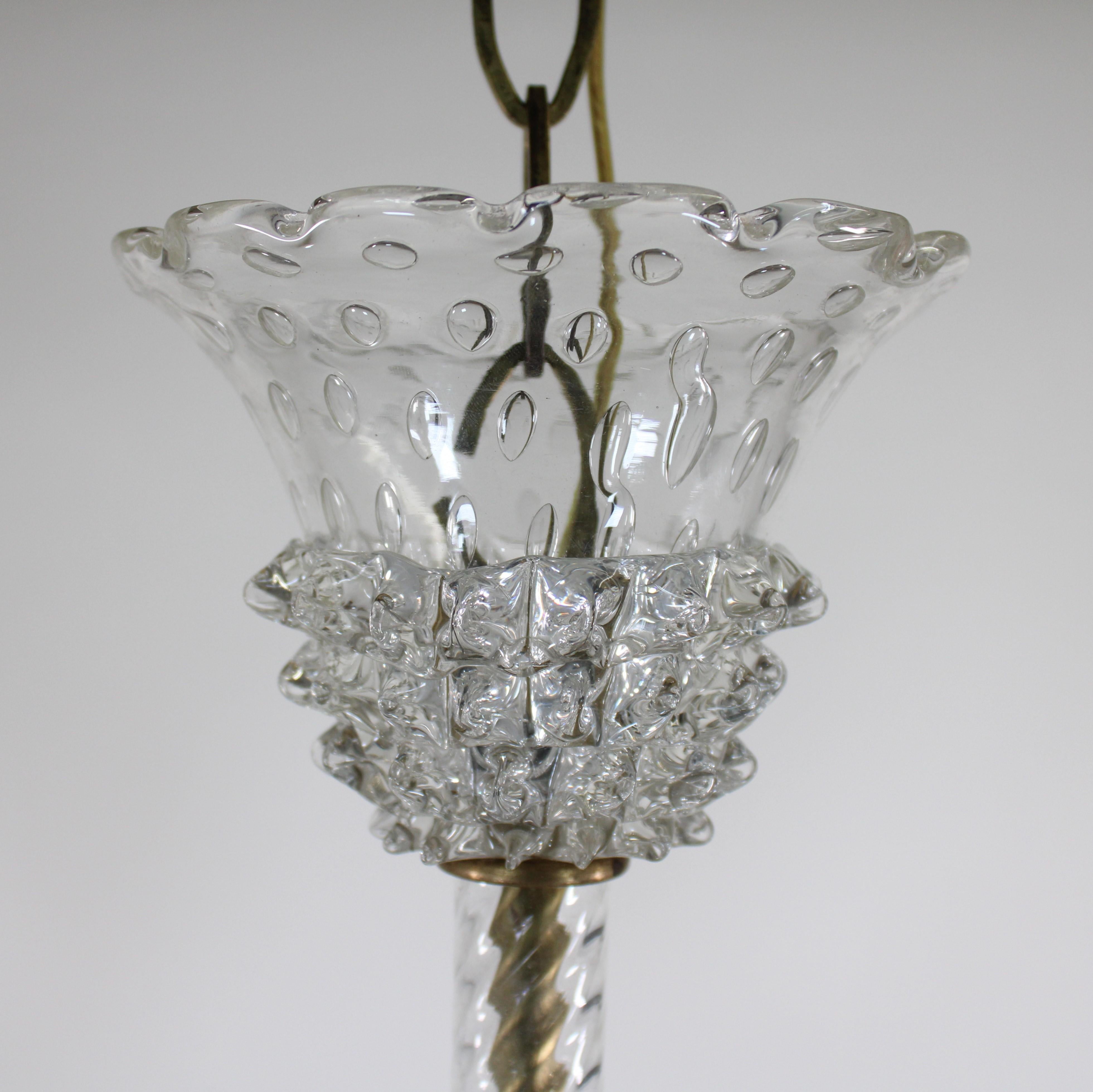 Italian Five Arm Rostrato Murano Chandelier in the Manner of Ercole Barovier For Sale