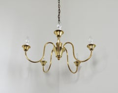 Five-Arm Solid Brass Chandelier by Fog & Mørup, 1950s
