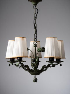 Five-Arm Wrought Iron Chandelier by Taidetakomo Hakkarainen, Finland, 1930s