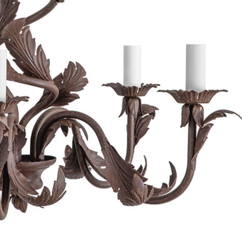 Renaissance Five arm wrought metal chandelier For Sale