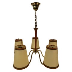 Five Arms Chandelier in Brass, Designed by Josef Frank for J.T.Kalmar