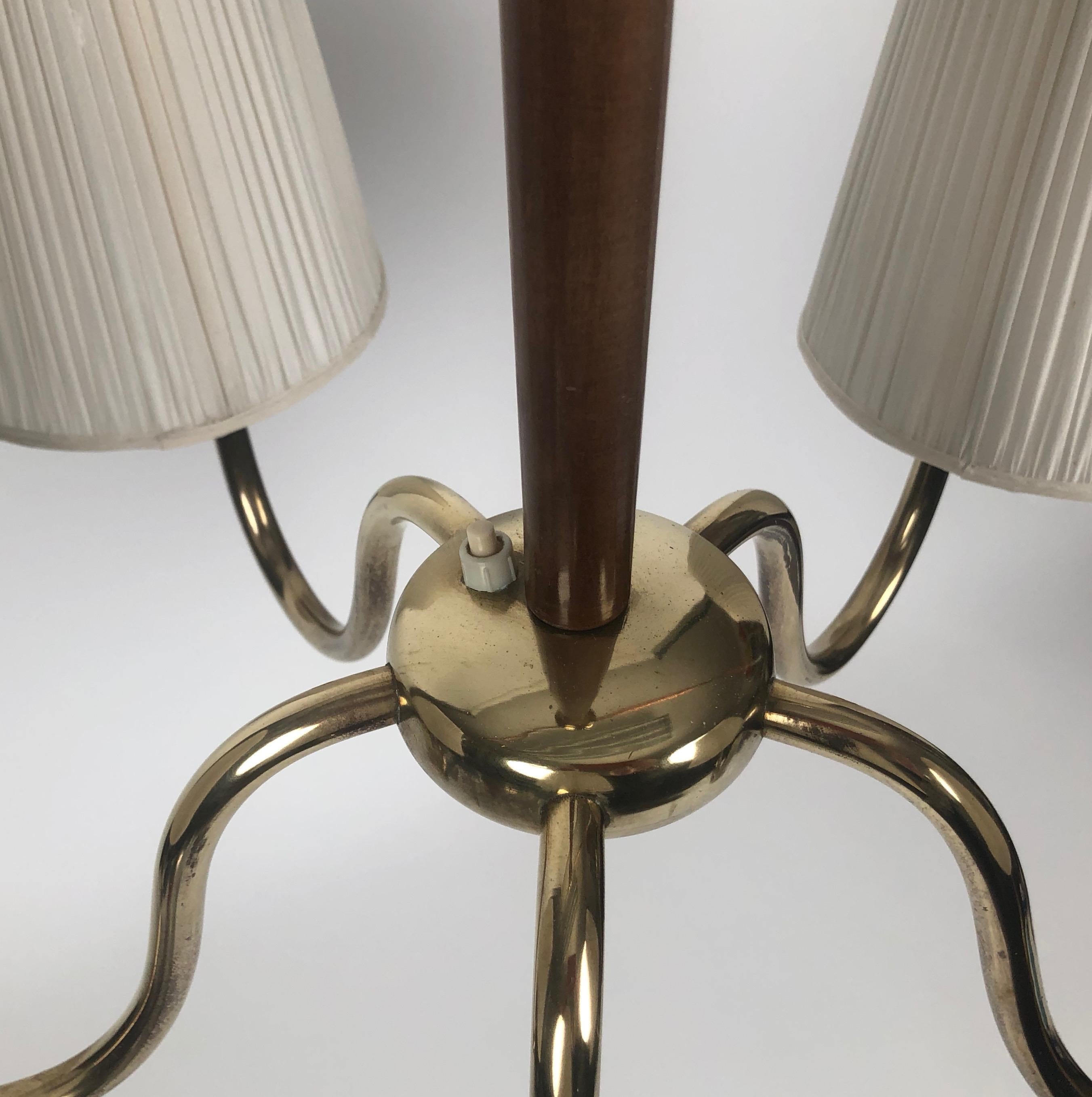 Mid-20th Century Five Arms Chandelier in Brass, Designed by Josef Frank for J.T.Kalmar