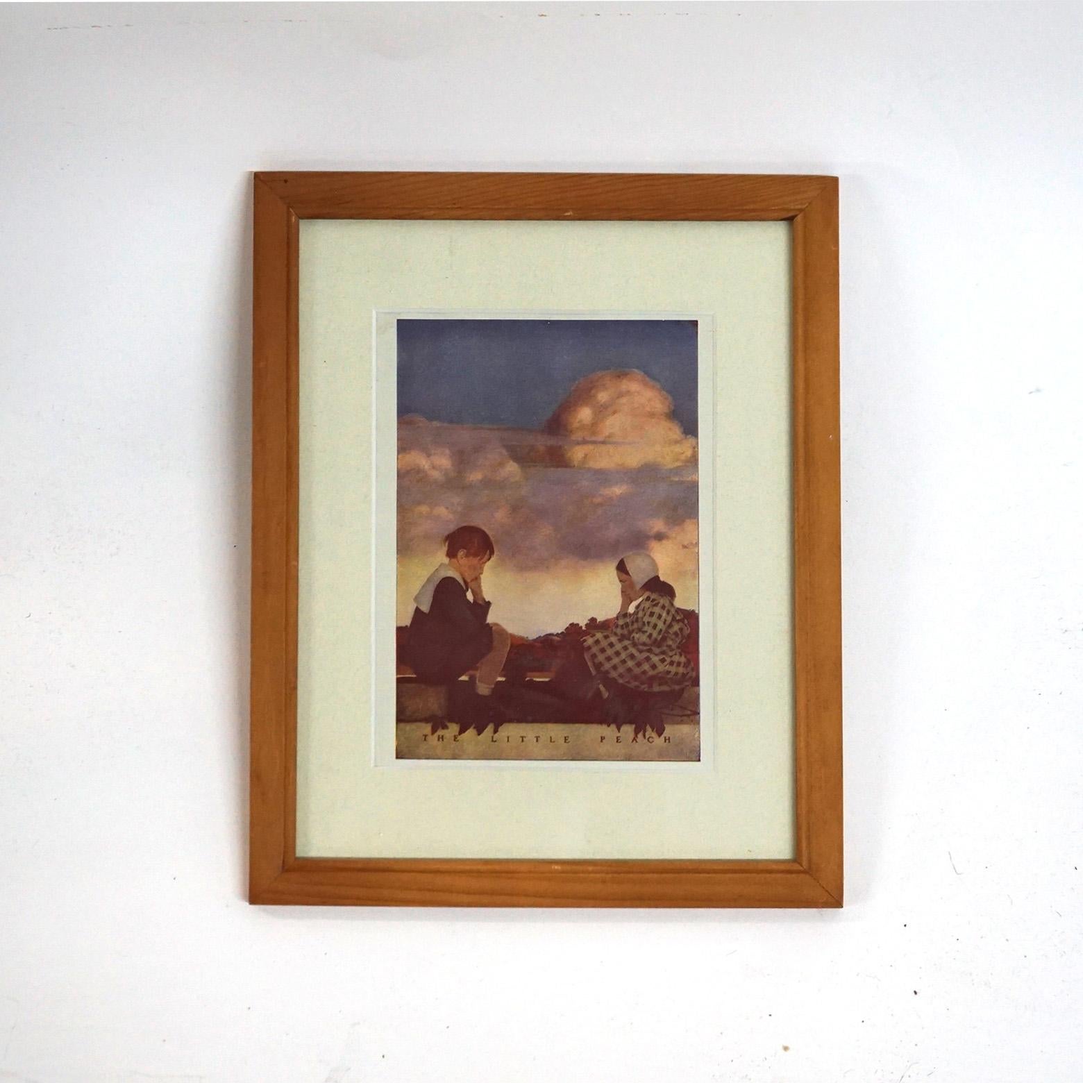Paper Five Art Deco Maxfield Parrish Bookplates, Framed, C1920 For Sale