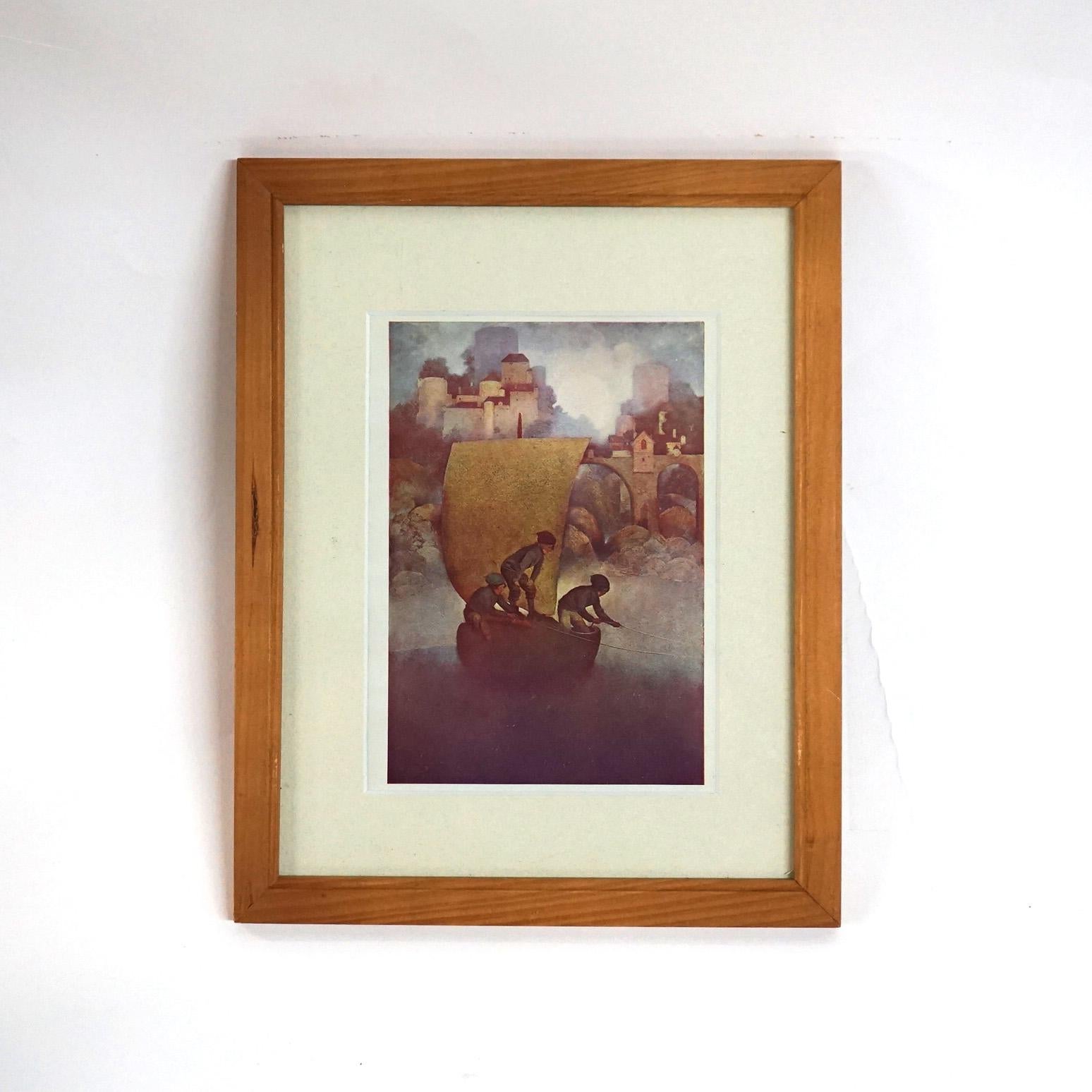 Five Art Deco Maxfield Parrish Bookplates, Framed, C1920 For Sale 3