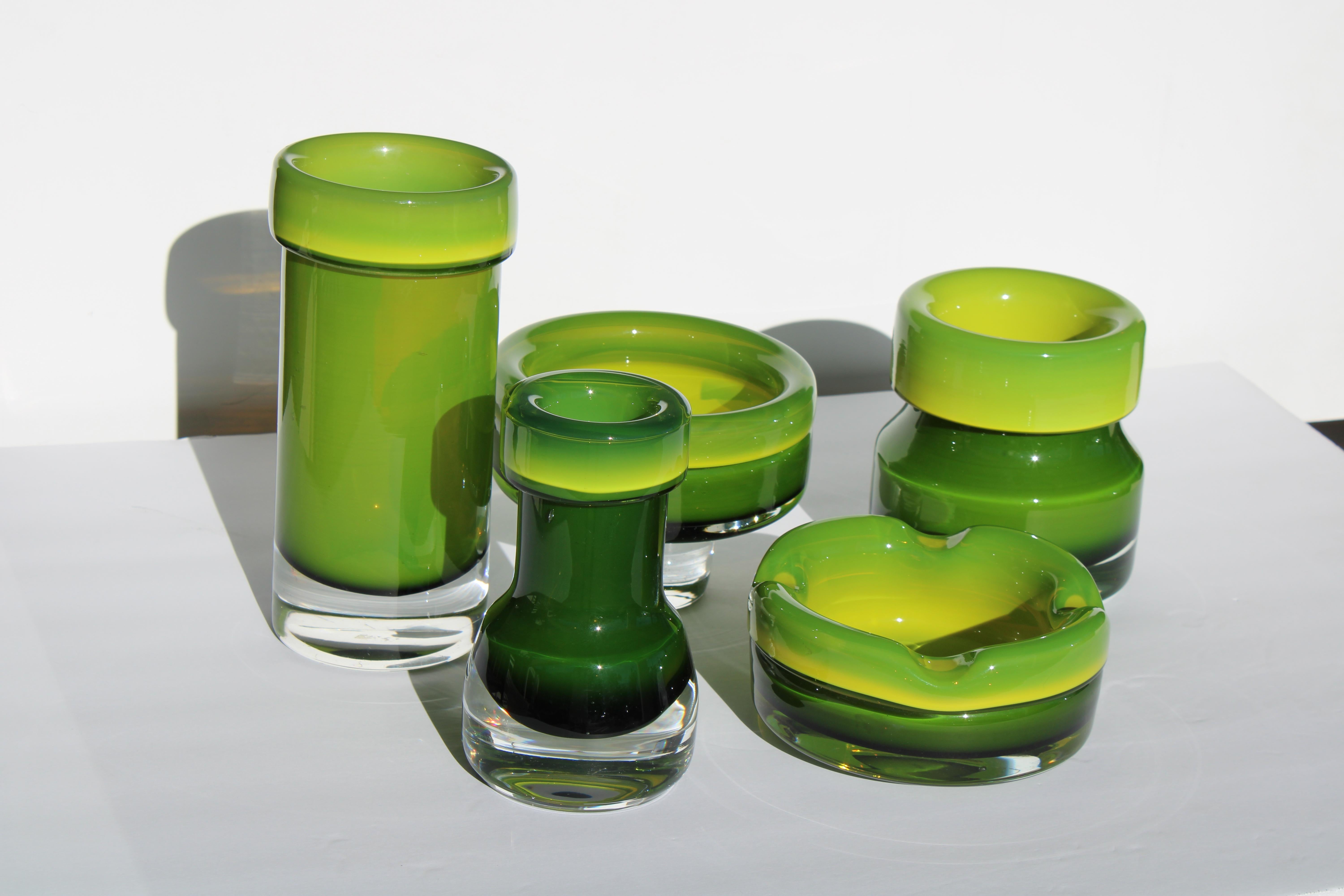 Scandinavian Modern Five Art Glass Pieces by Bo Borgstrom for Aseda, Made in Sweden