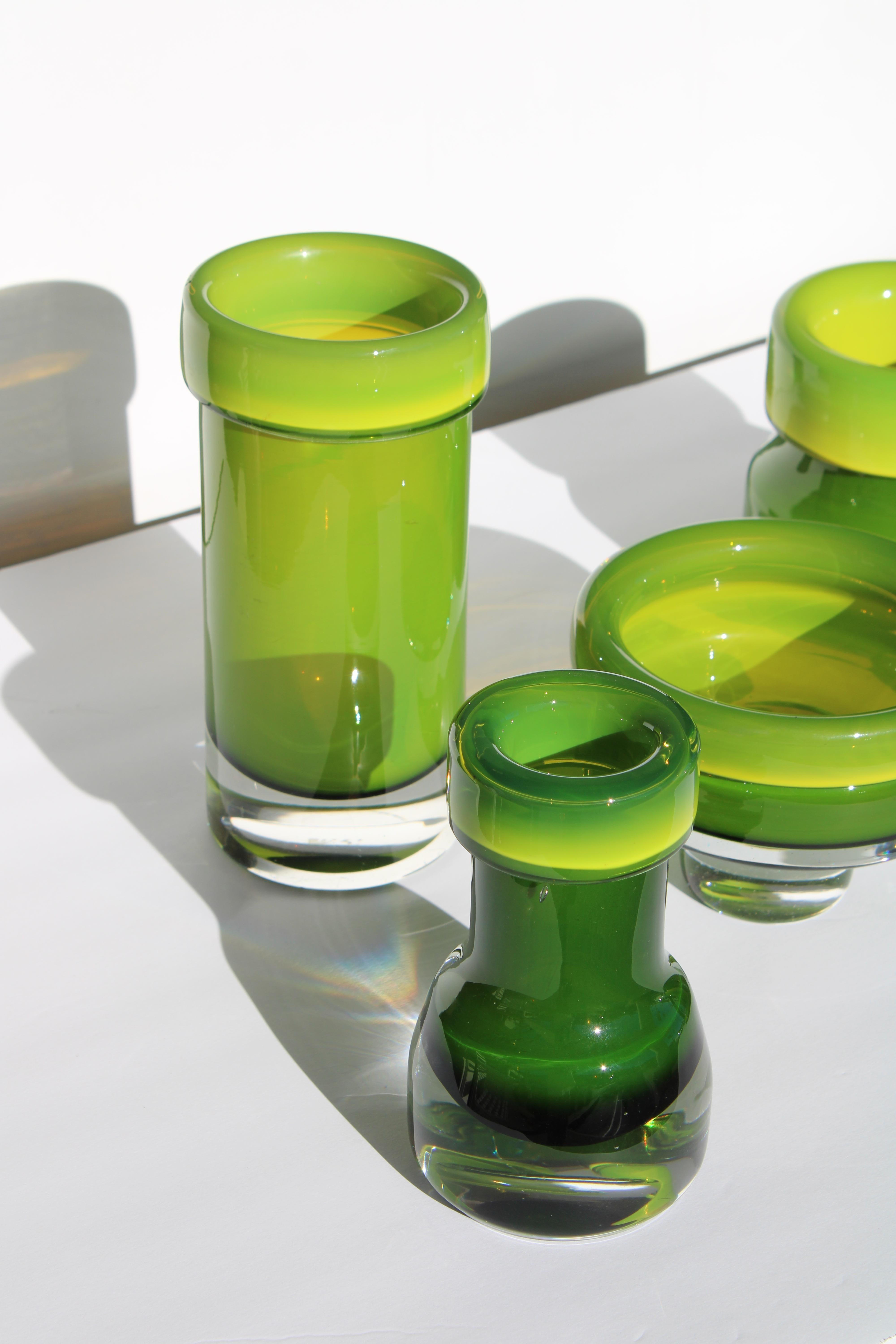 Late 20th Century Five Art Glass Pieces by Bo Borgstrom for Aseda, Made in Sweden