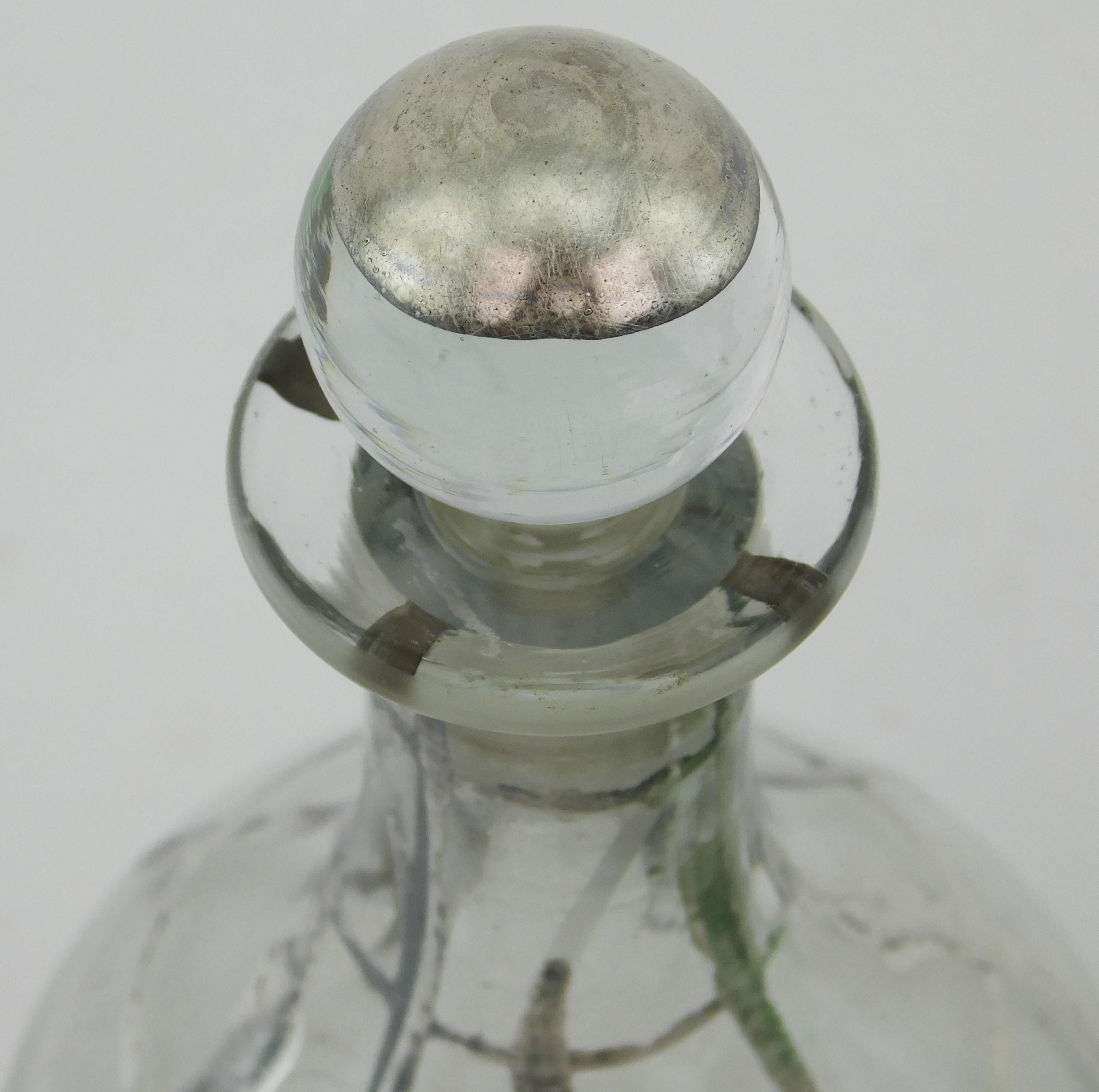 Fünf Jugendstil-Parfümflaschen um 1900 Silberauflage auf Glas 19. 12