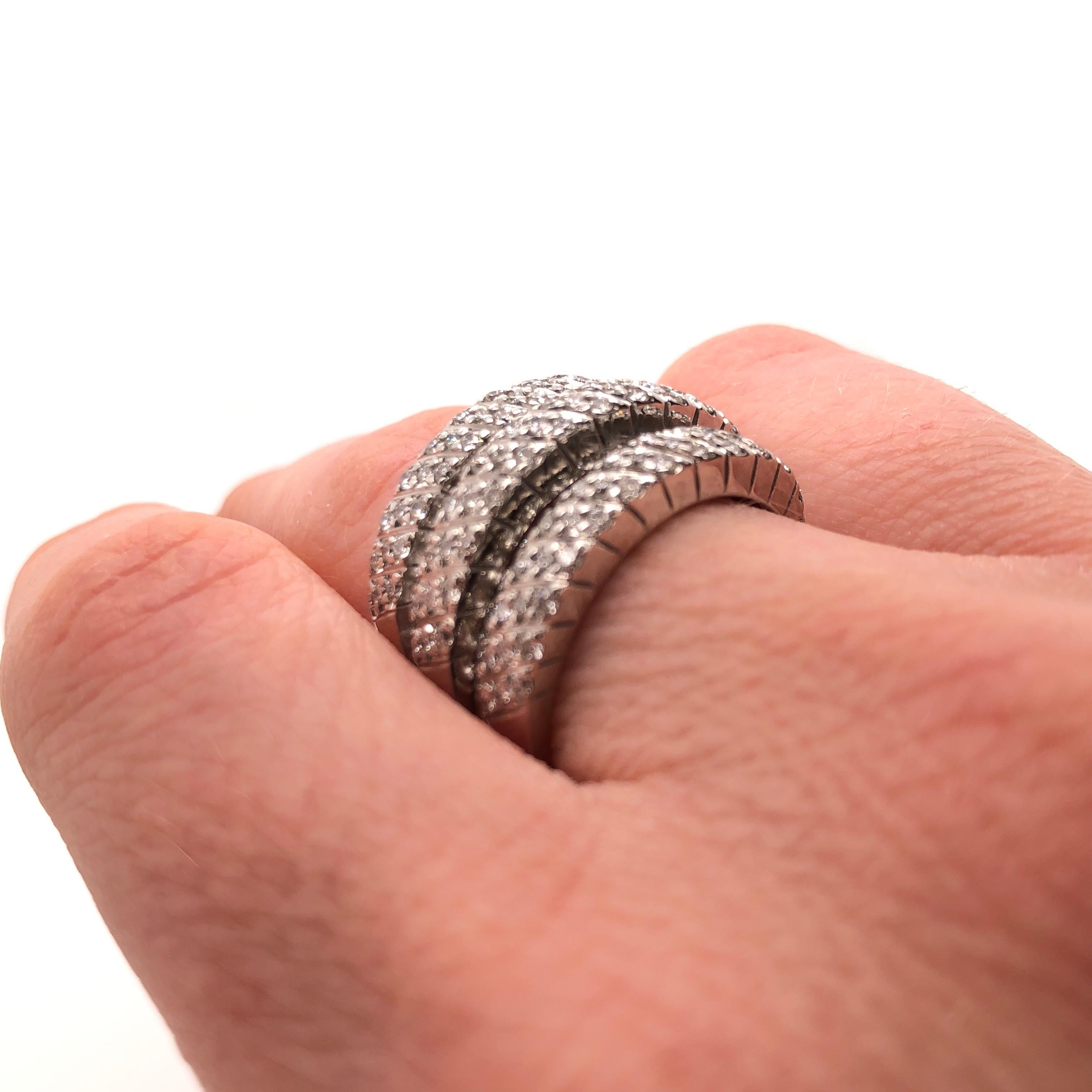 Women's Five Band Pave White Gold Diamond Ring