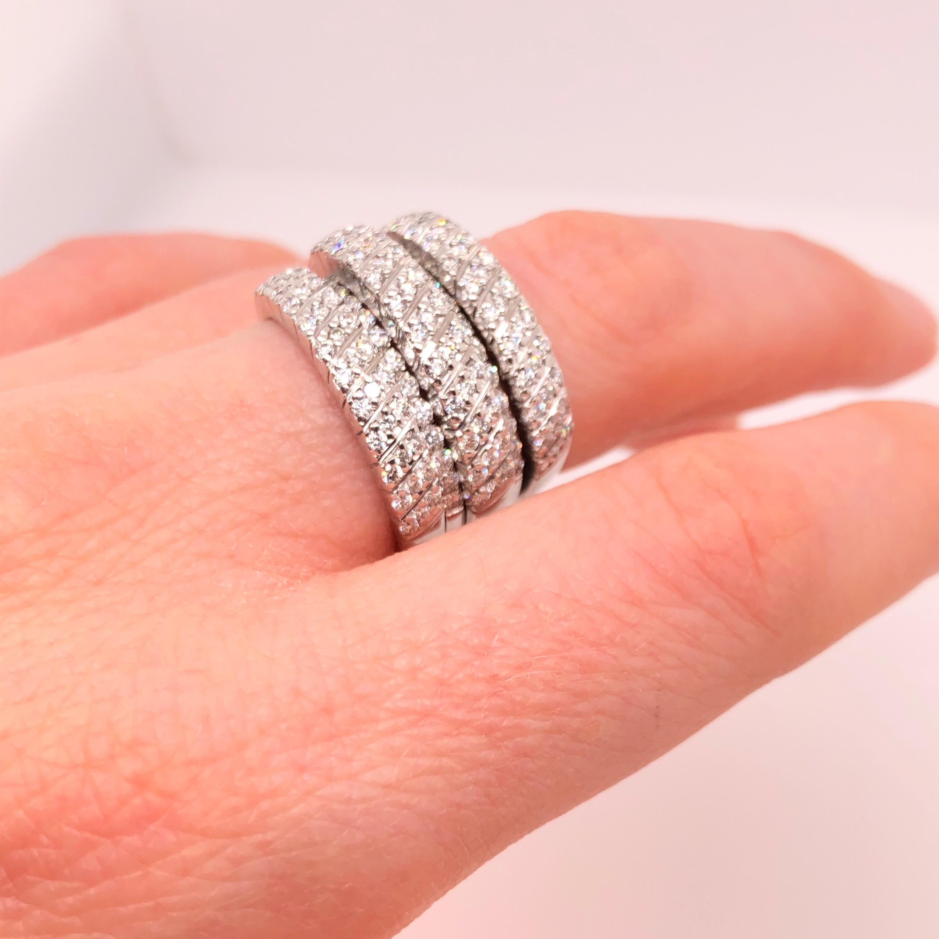 Five Band Pave White Gold Diamond Ring 1