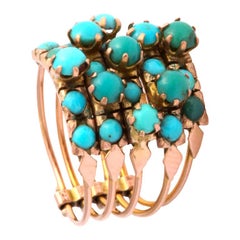 Five Banded Prong Set Turquoise and Rose Gold Ring 
