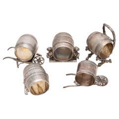 Five Barrel Victorian Silverplate Napkin Rings