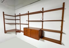Five Bay Teak Wall Mounted Shelving (w/ Corner) Unit By Torbjorn Afdal C. 1960s