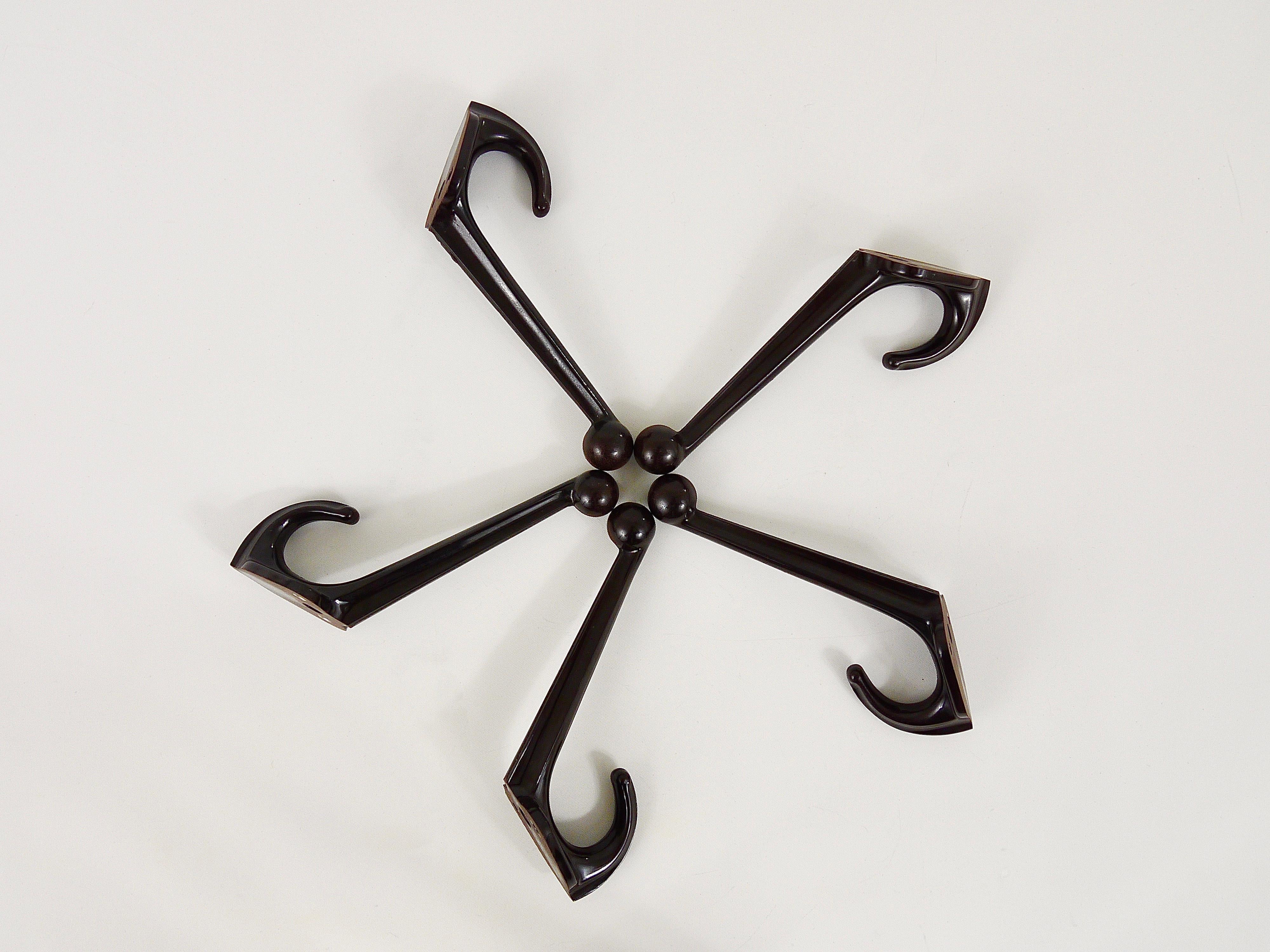 Five Beautiful Art Deco Bakelite Wall Coat Hooks, Austria, 1940s 4