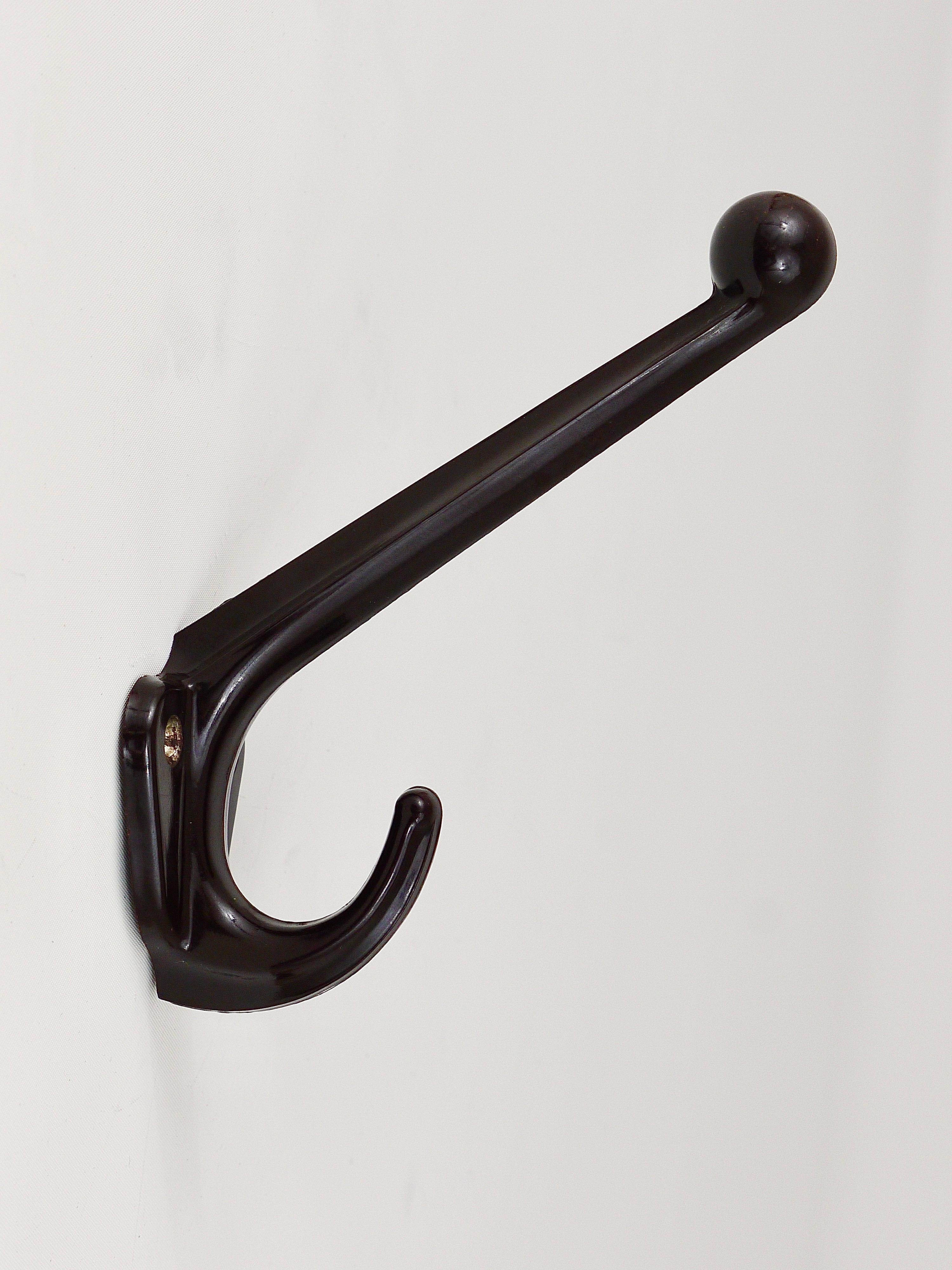 Five Beautiful Art Deco Bakelite Wall Coat Hooks, Austria, 1940s 8