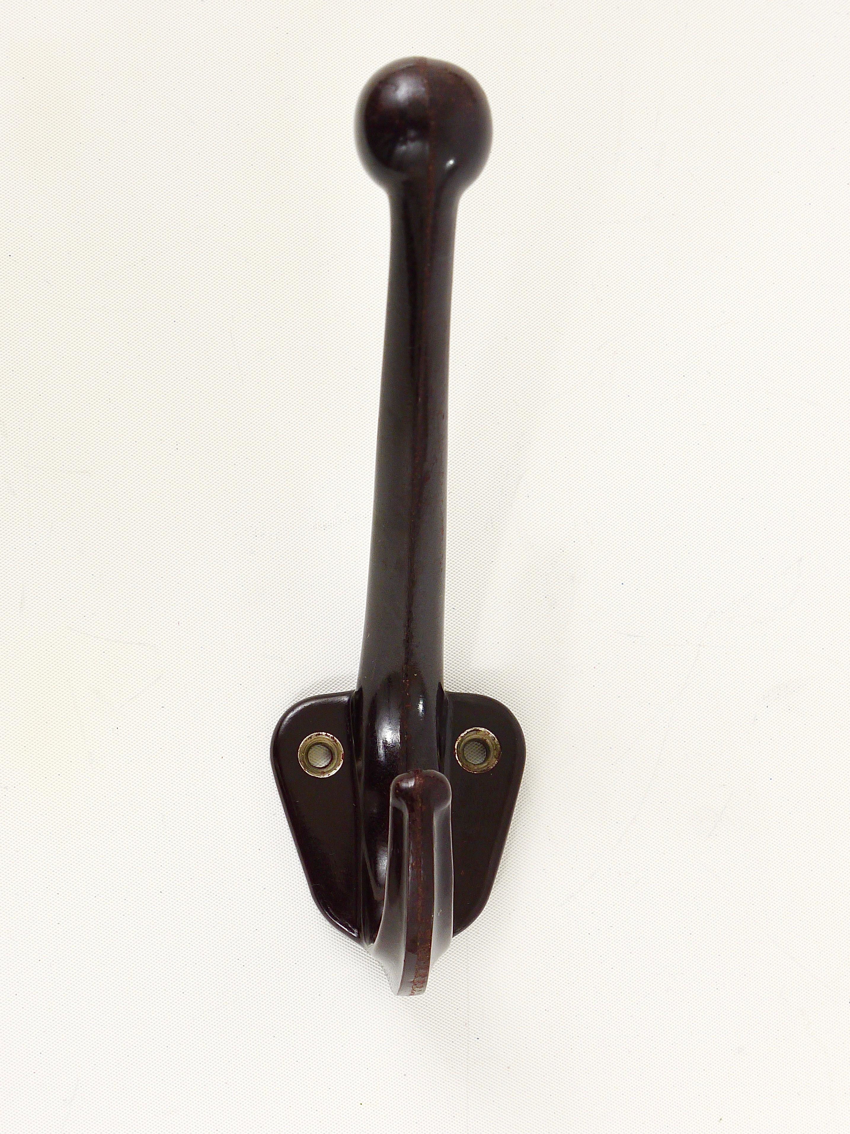 Austrian Five Beautiful Art Deco Bakelite Wall Coat Hooks, Austria, 1940s