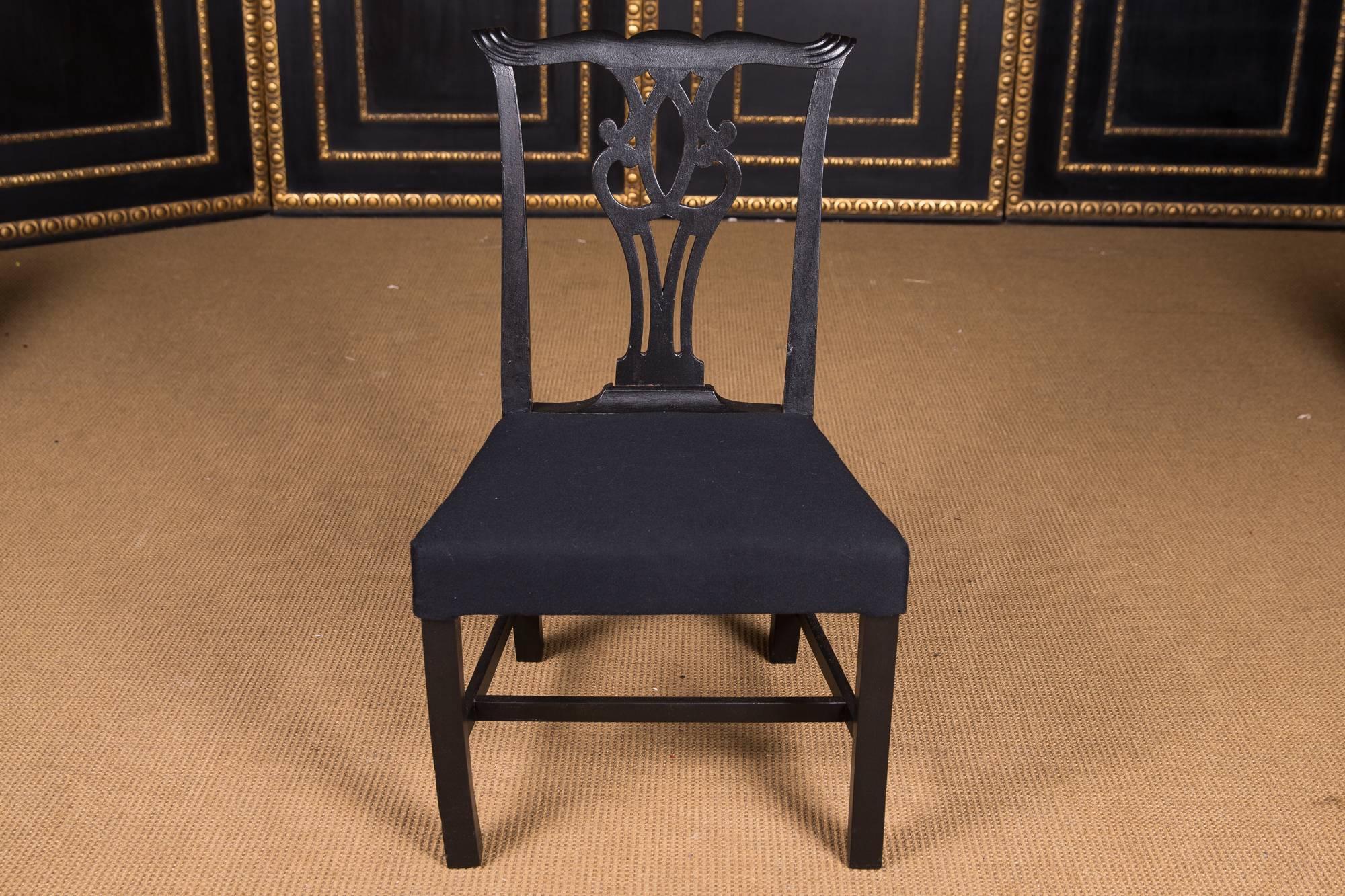 Five Beautiful Chairs in antique Regency Style black For Sale 3