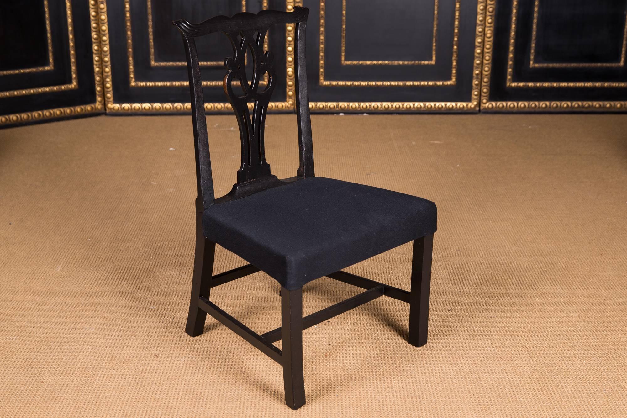 20th Century Five Beautiful Chairs in antique Regency Style black For Sale