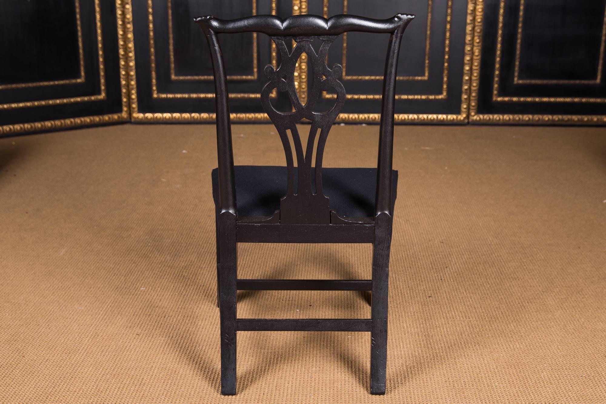 Wood Five Beautiful Chairs in antique Regency Style black For Sale