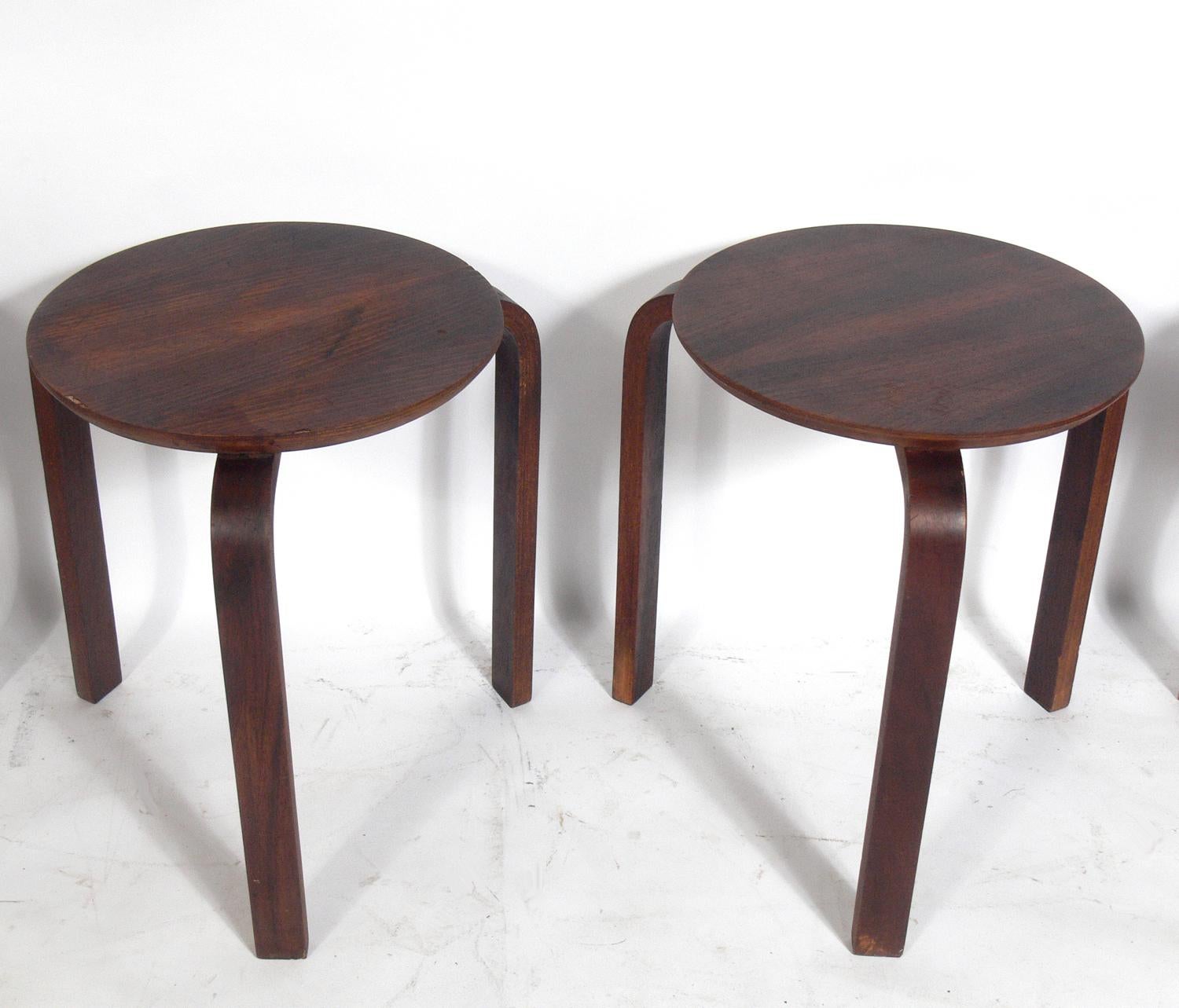Czech Five Bentwood Stacking Tables or Stools in the Manner of Alvar Aalto For Sale