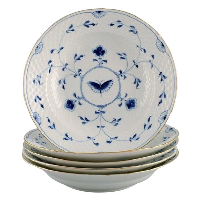 Five Bing & Grøndahl Butterfly Deep Plates in Hand-Painted Porcelain