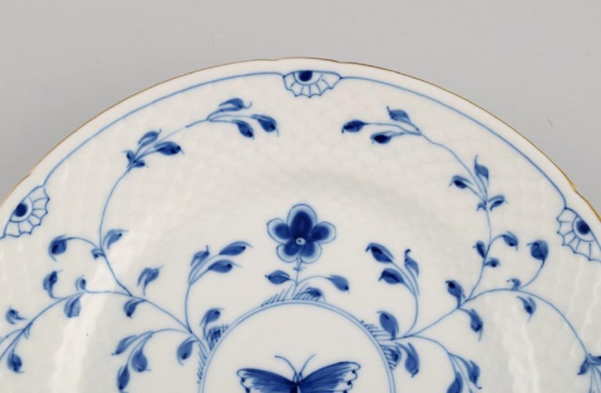 Hand-Painted Five Bing & Grøndahl Butterfly lunch plates in porcelain. For Sale