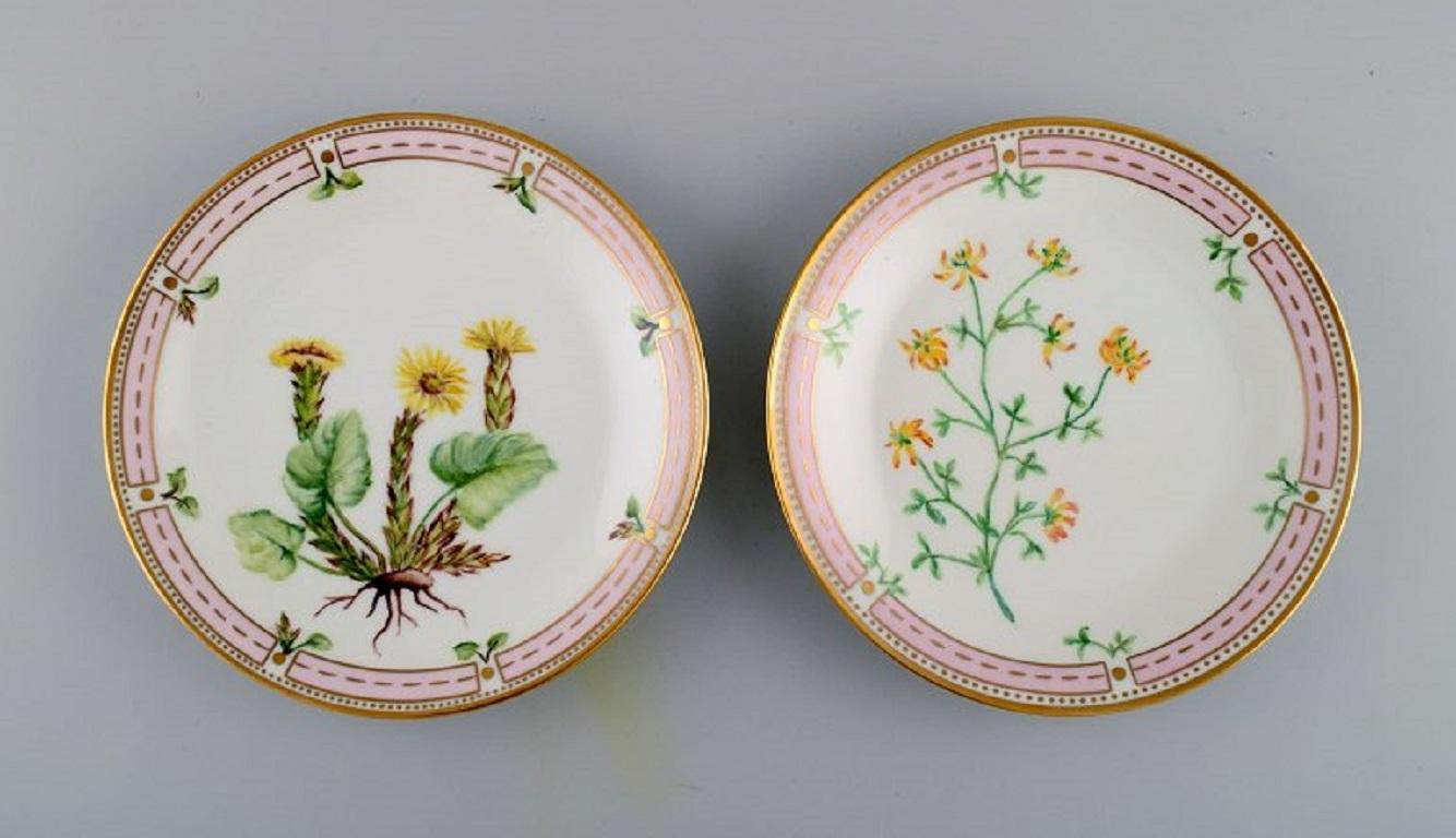 Danish Five Bing & Grøndahl Porcelain Plates with Hand-Painted Flowers, 1920s/30s