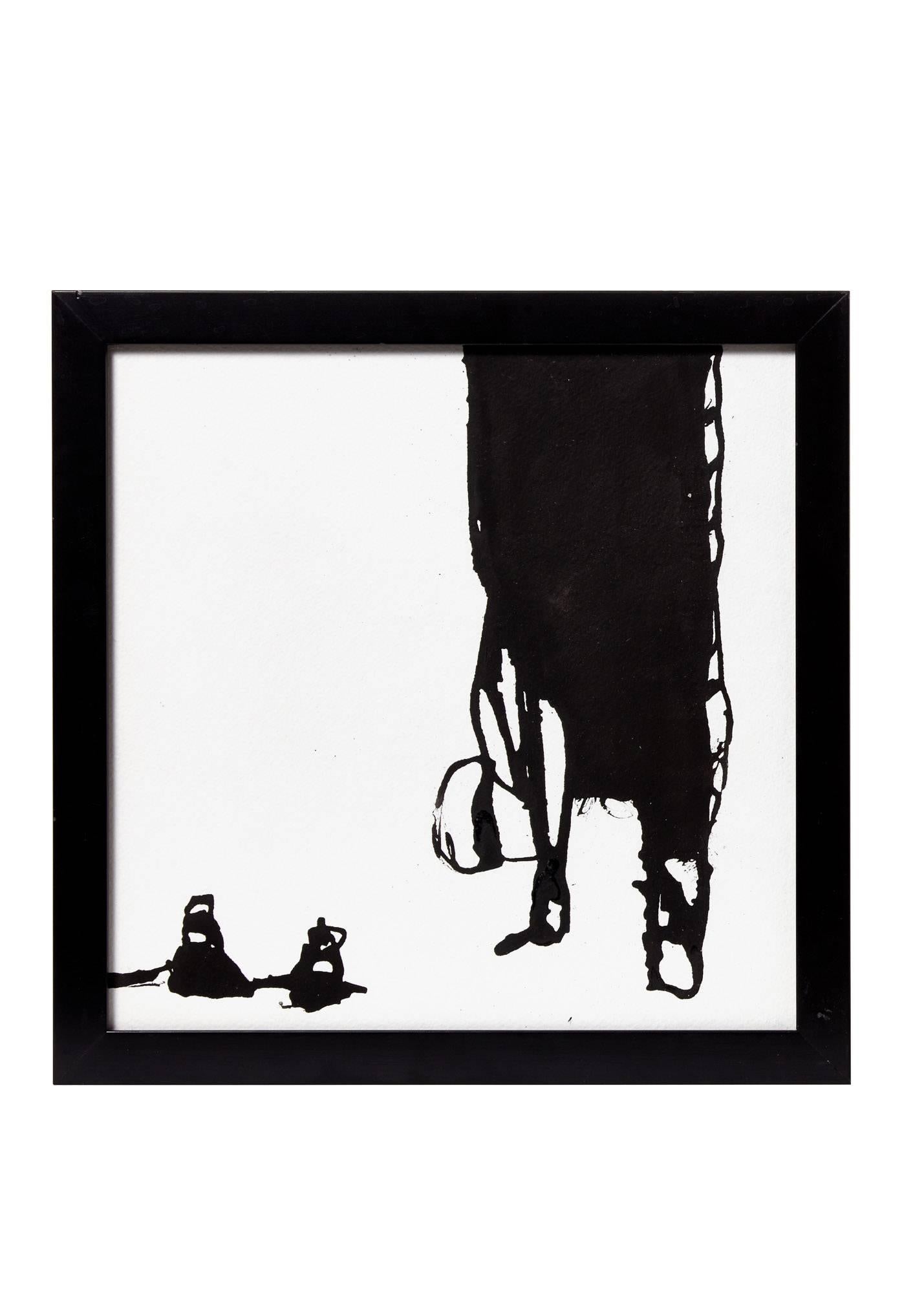Peinture Cinq encres noires sur papier blanc de l'artiste Greg Dickerson en vente