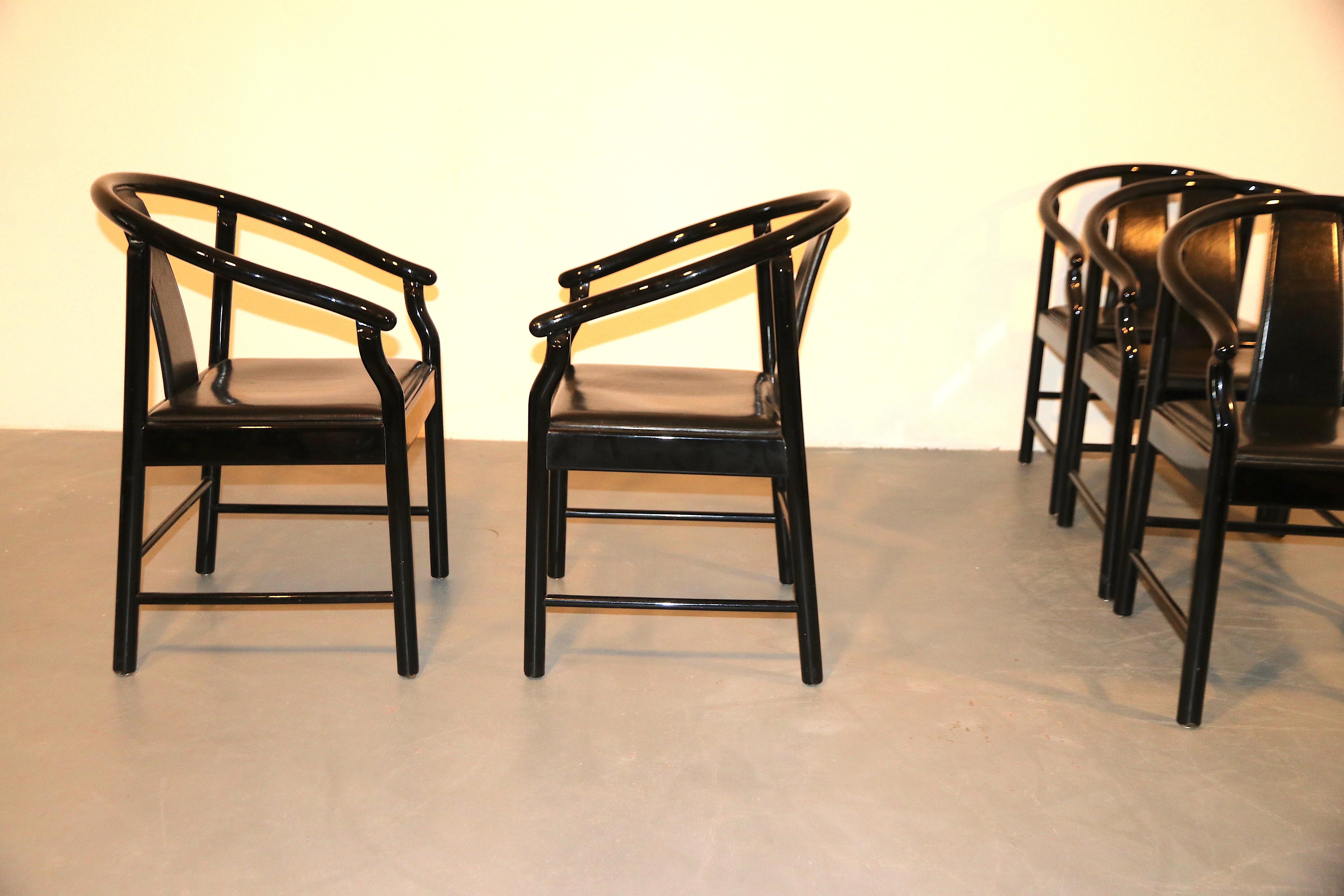 Five Black Lacquered Dining Chairs, Very Similar to the China Chair For Sale 2