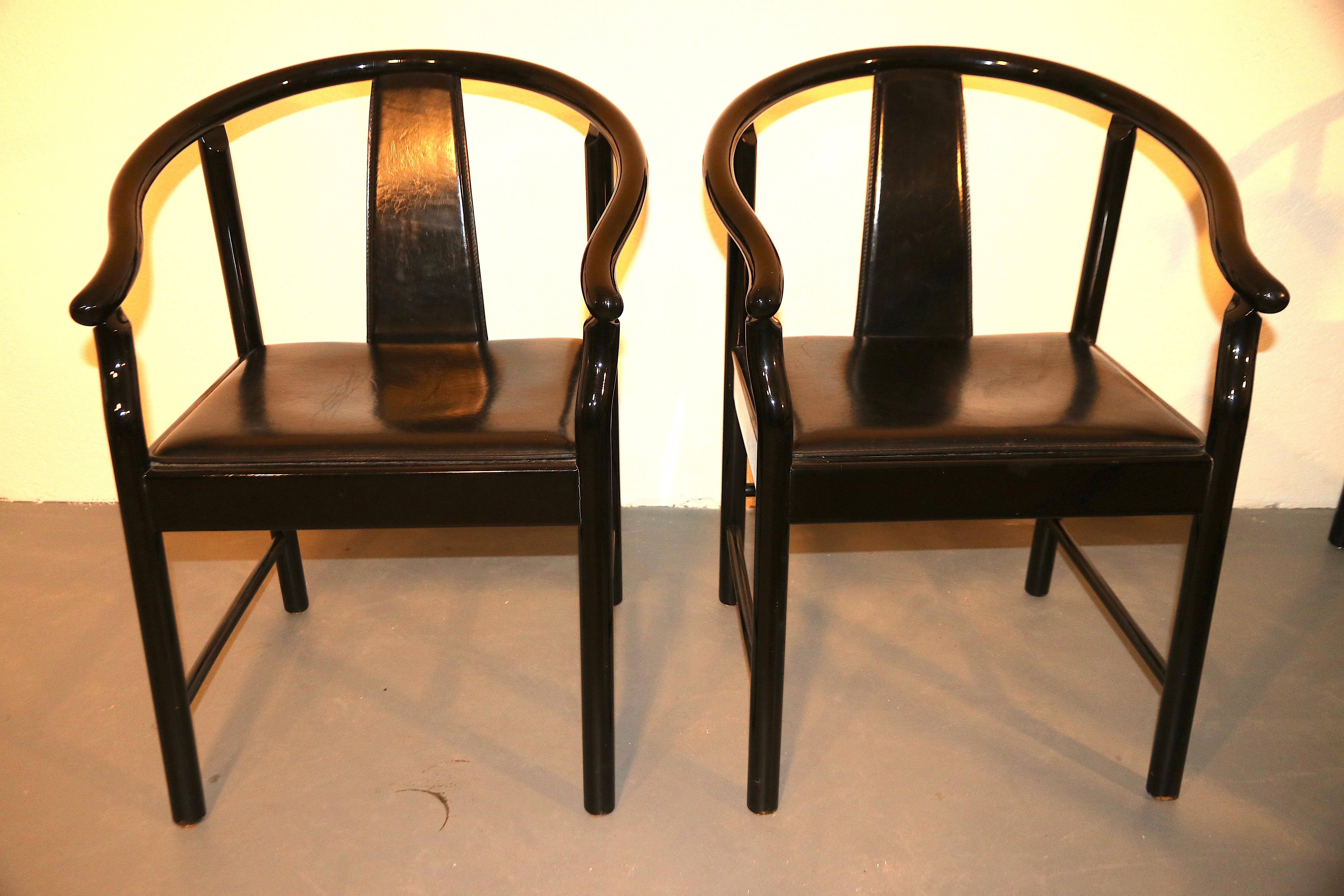 Five Black Lacquered Dining Chairs, Very Similar to the China Chair For Sale 3