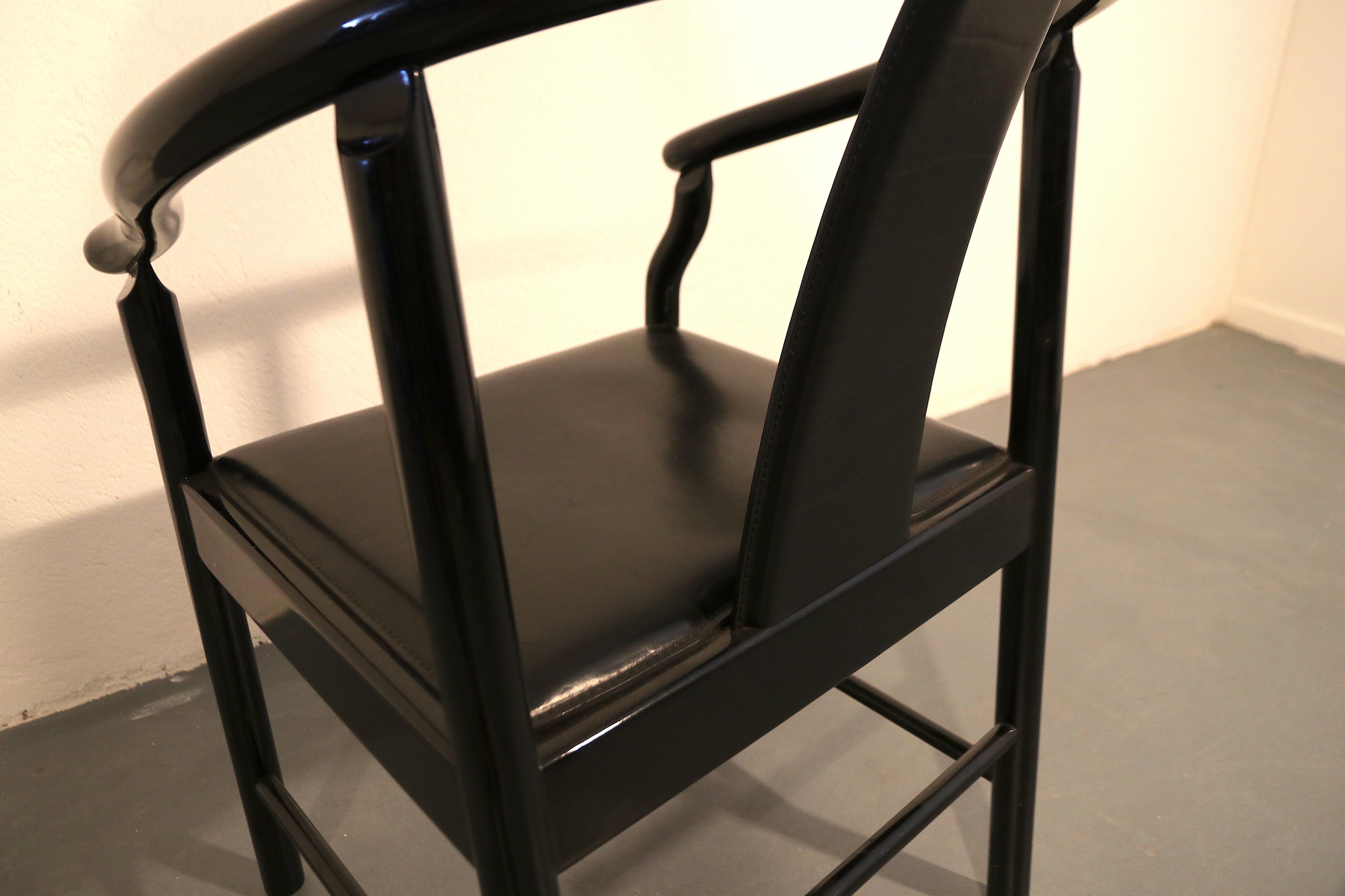 Five Black Lacquered Dining Chairs, Very Similar to the China Chair For Sale 7