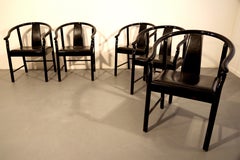 Five Black Lacquered Dining Chairs, Very Similar to the China Chair