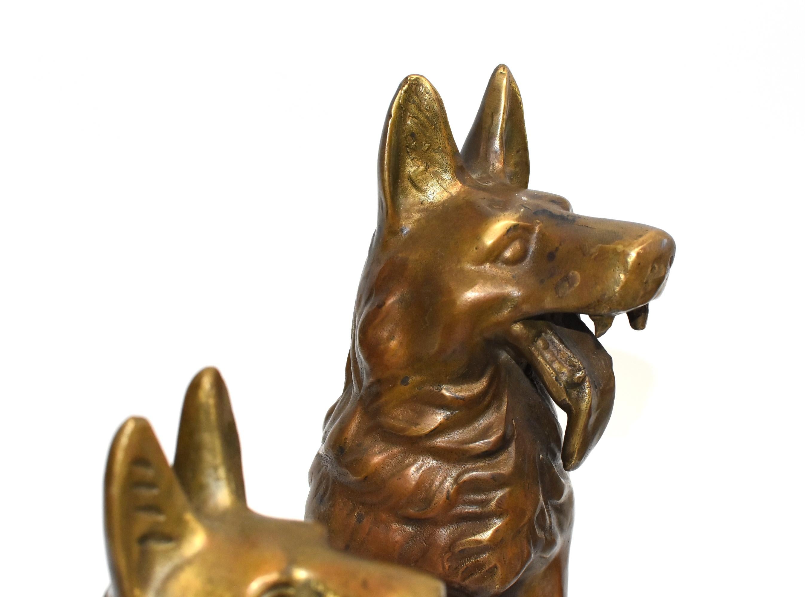 Five Brass Dogs Sculptures, Paperweights 6